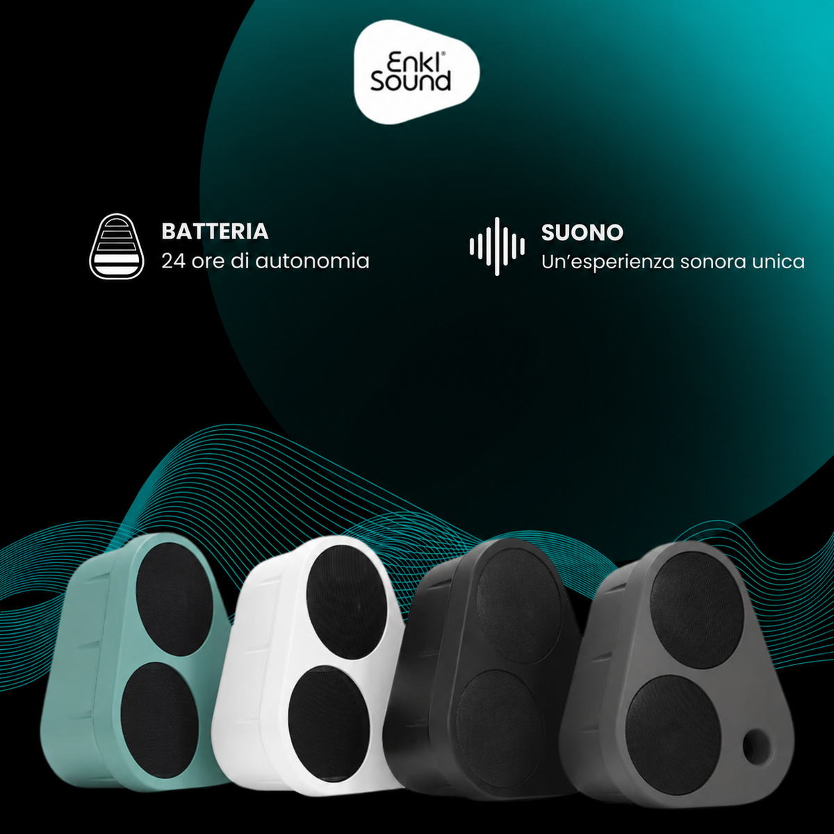 Enkl Sound ES2 - BATTERIA: 24 ore di autonomia. SUONO: Un’esperienza sonora unica.